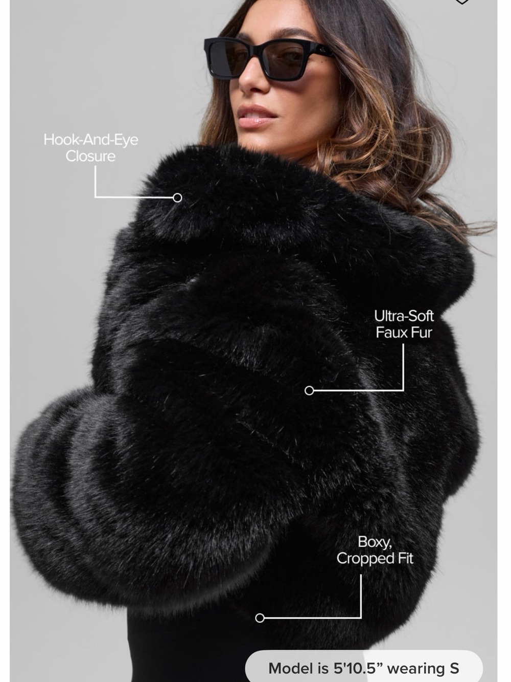 ALO Yoga Black Opulent Faux Fur Cropped Jacket - Picture 6 of 7